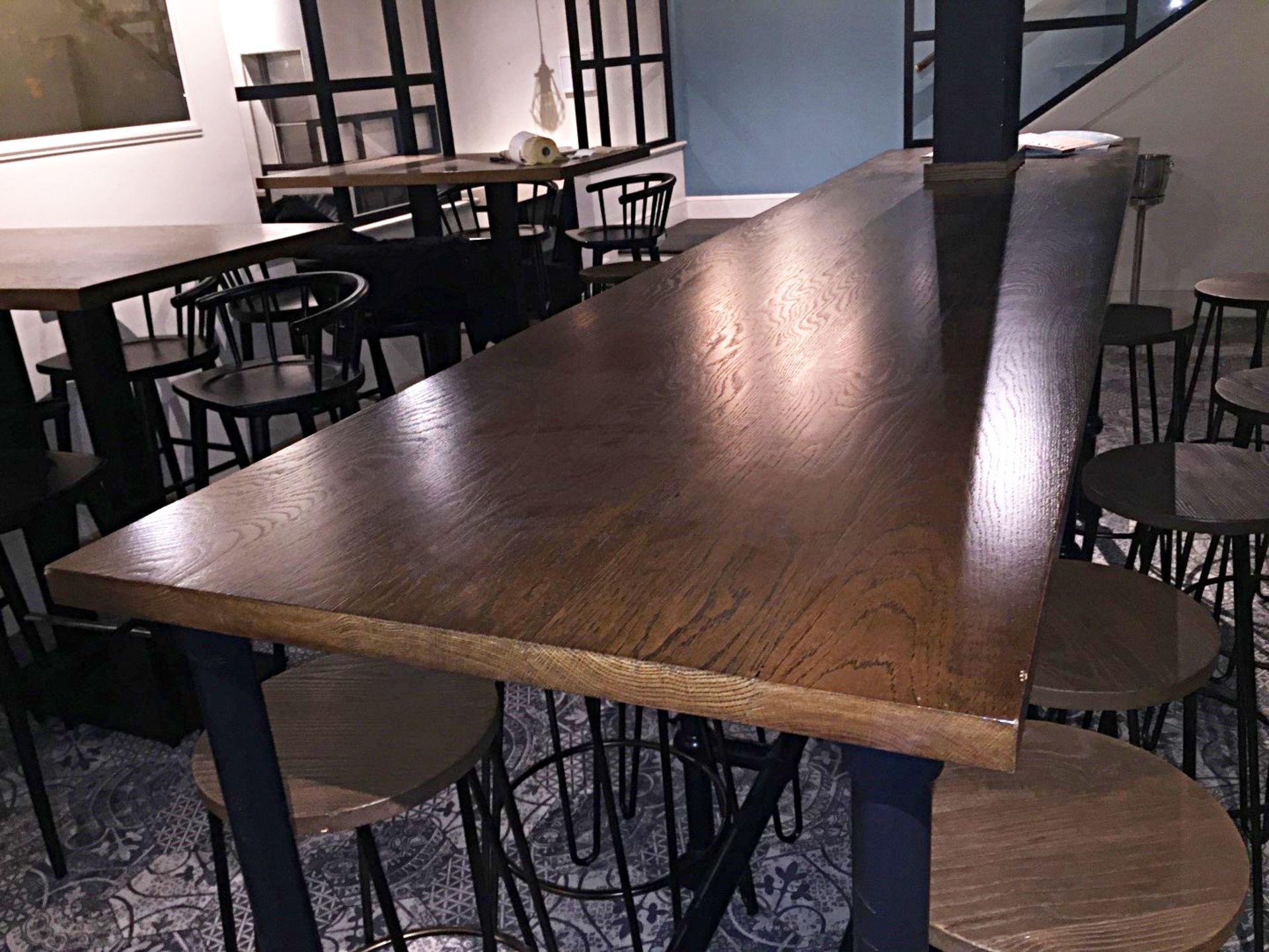 1 x 3-Metre Long Bar / Banquet Table - Impressive Piece Featuring A Thick Solid Wood Top And Sturdy - Image 8 of 9