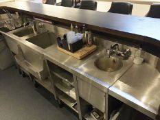 1 x Stainless Steel Modular Bar Underbar System With Curved Edges - Featuring Prep Areas, Wash Stati