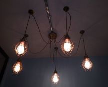 2 x Designer Industrial-Style 5-Light Pendant Fitting - Originally Installed July 2015 - Ref: WS/GF0