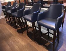 5 x Matching Leather Upholstered Bar Stools - Dimensions: 54x54xH115cm, Seat Height 80cm - Ref: WS/F