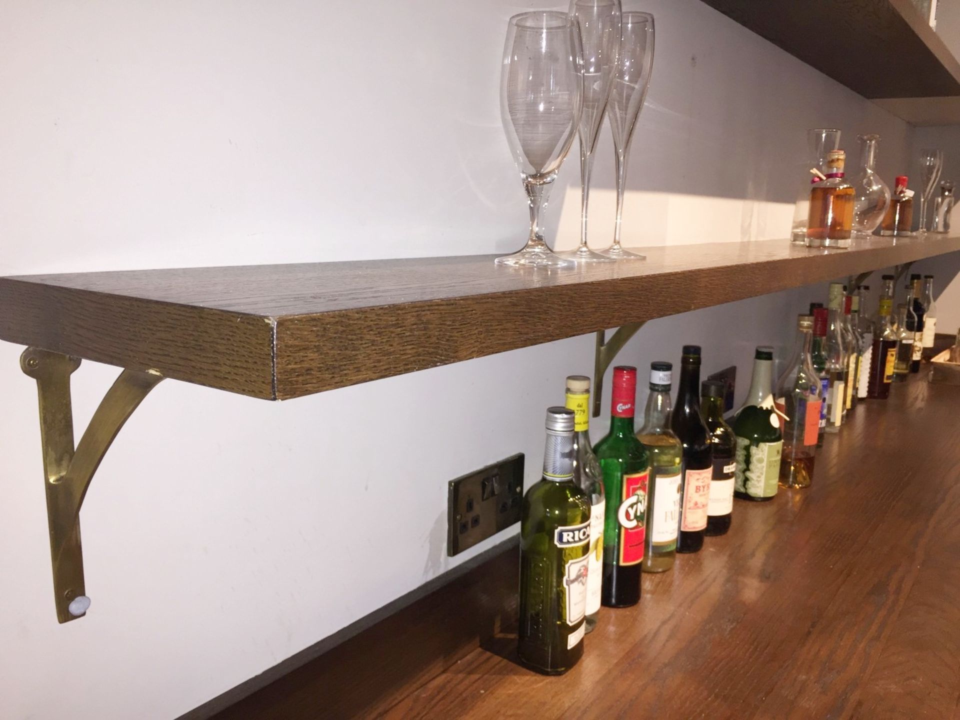 1 x Large Solid Wood Bar Shelf - Over 3 Metres Wide - Ideal For Hotels, Bars, and Restaurants - Orig