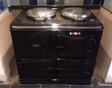 1 x Aga 2-Oven Gas Range Cooker - Cast Iron With Black Enamel Finish - Preowned In Good Working Cond