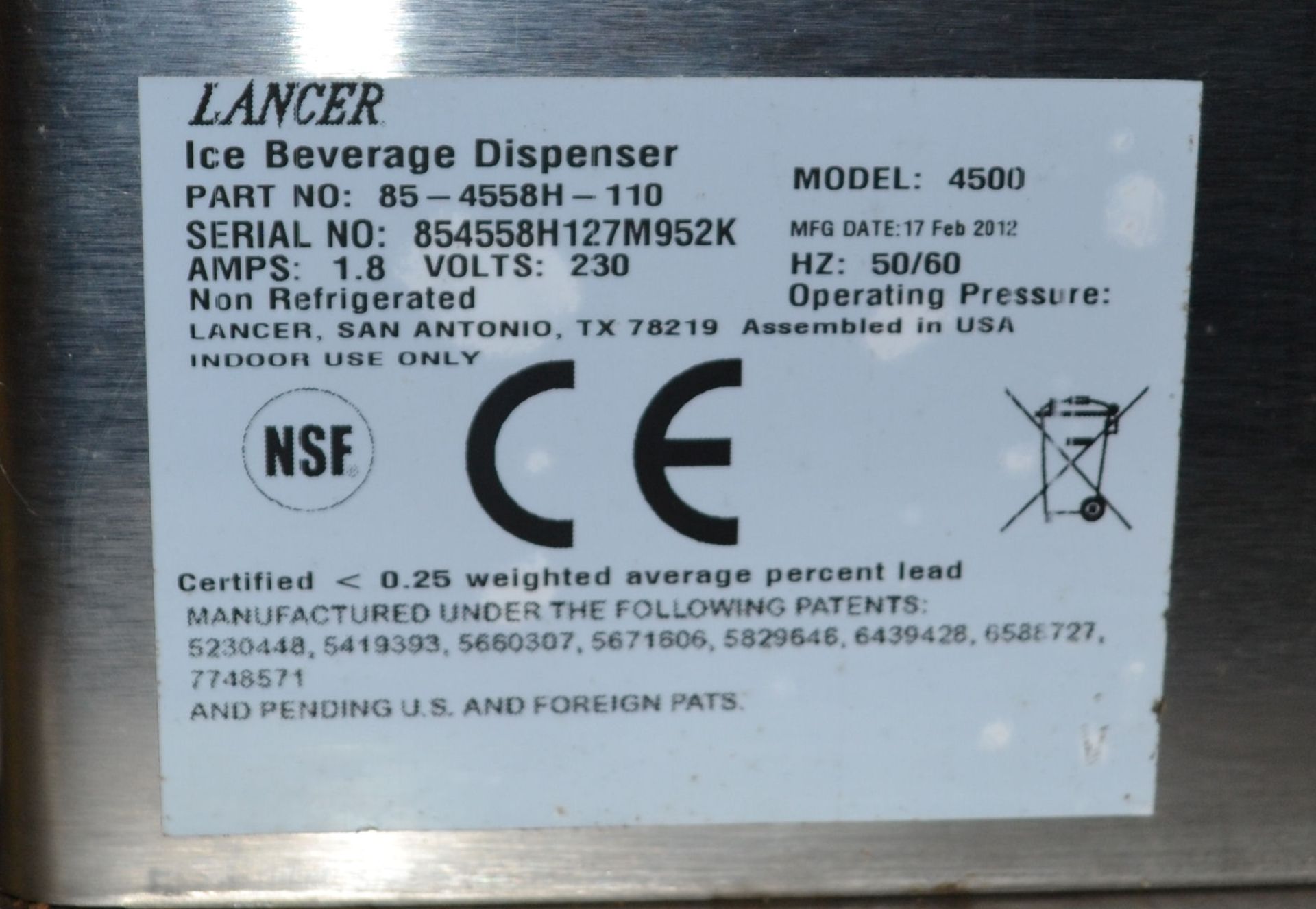 1 x Large Lancer Ice Beverage Dispenser - Model 4500 85-4558H-110 - Ref:NCE020 - CL007 - Location: B - Image 16 of 16