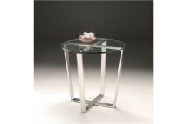 1 x Chelsom ELLIPSE Lamp Table - CL081 - Stainless Steel Base With Clear Tempered Glass Top -