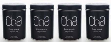 120 x Tins of CHA Organic Tea - PURE BLACK - 100% Natural and Organic - Includes 120 Tins of 25 Roun