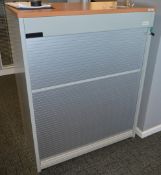 1 x Flexiform Tambour Door Office Storage Cabinet - Grey and Beech Finish - High Quality Office