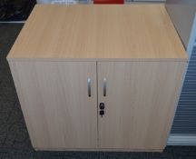 1 x Two Door Office Storage Cabinet - Birch Wood Finish - CL400 - Ref 000 - H73 x W80 x D60 cms (