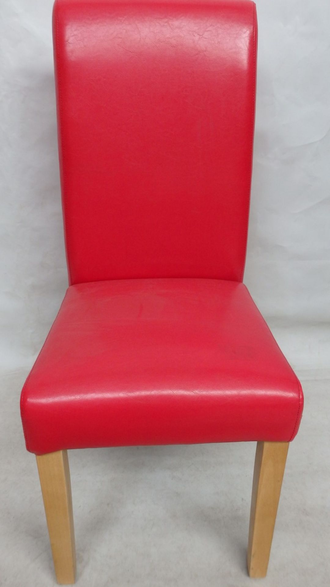 1 x Stylish Dining Room Chair In Soft Red Leather - 107cm x 47cm - Ref: WHI010 - Location: Altrincha