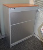 1 x Flexiform Tambour Door Office Storage Cabinet - Grey and Beech Finish - High Quality Office