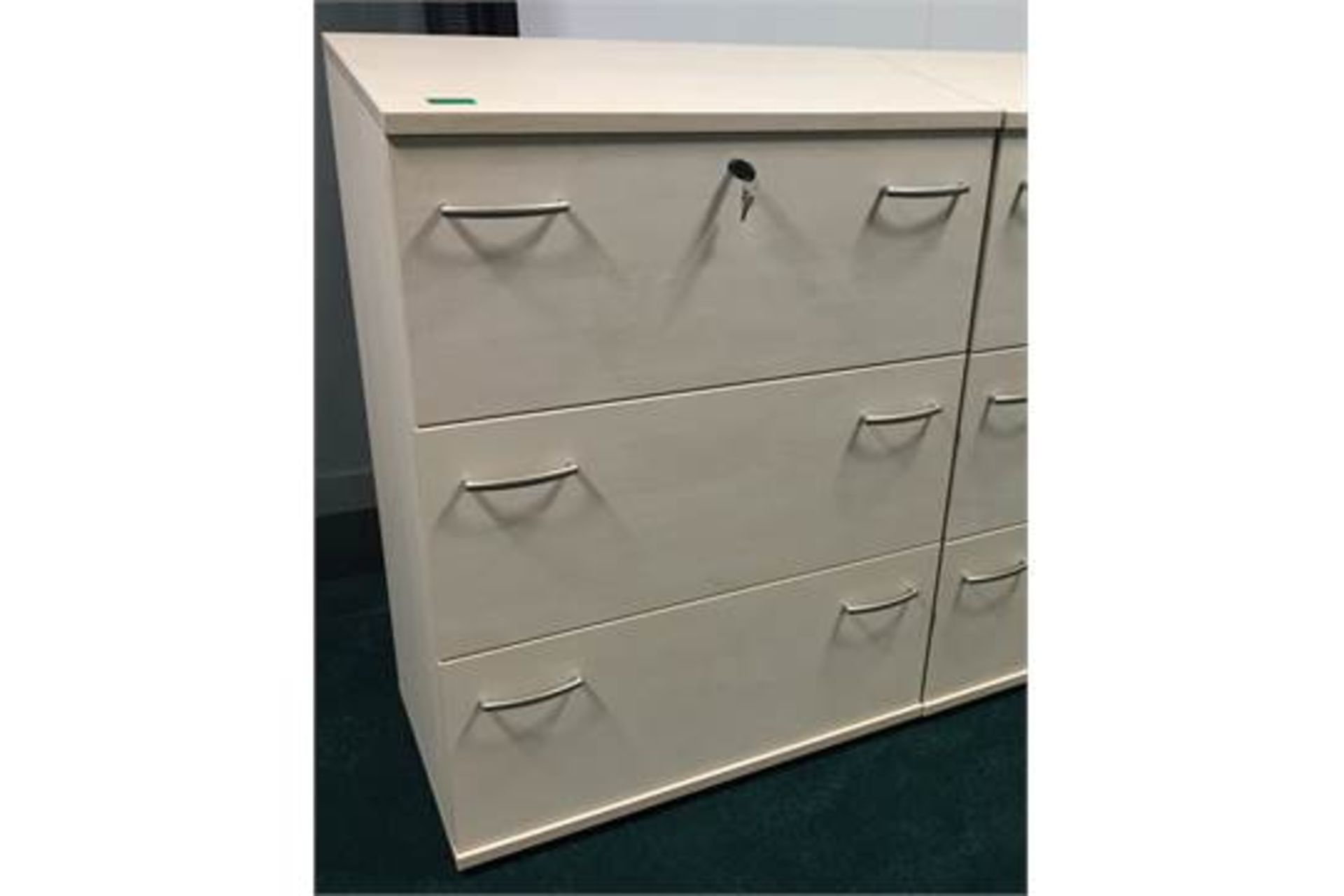 1 x Modern Three Drawer Office Filing Cabinet - Light Maple Finish - Includes Lock and Key - Premium - Image 3 of 4