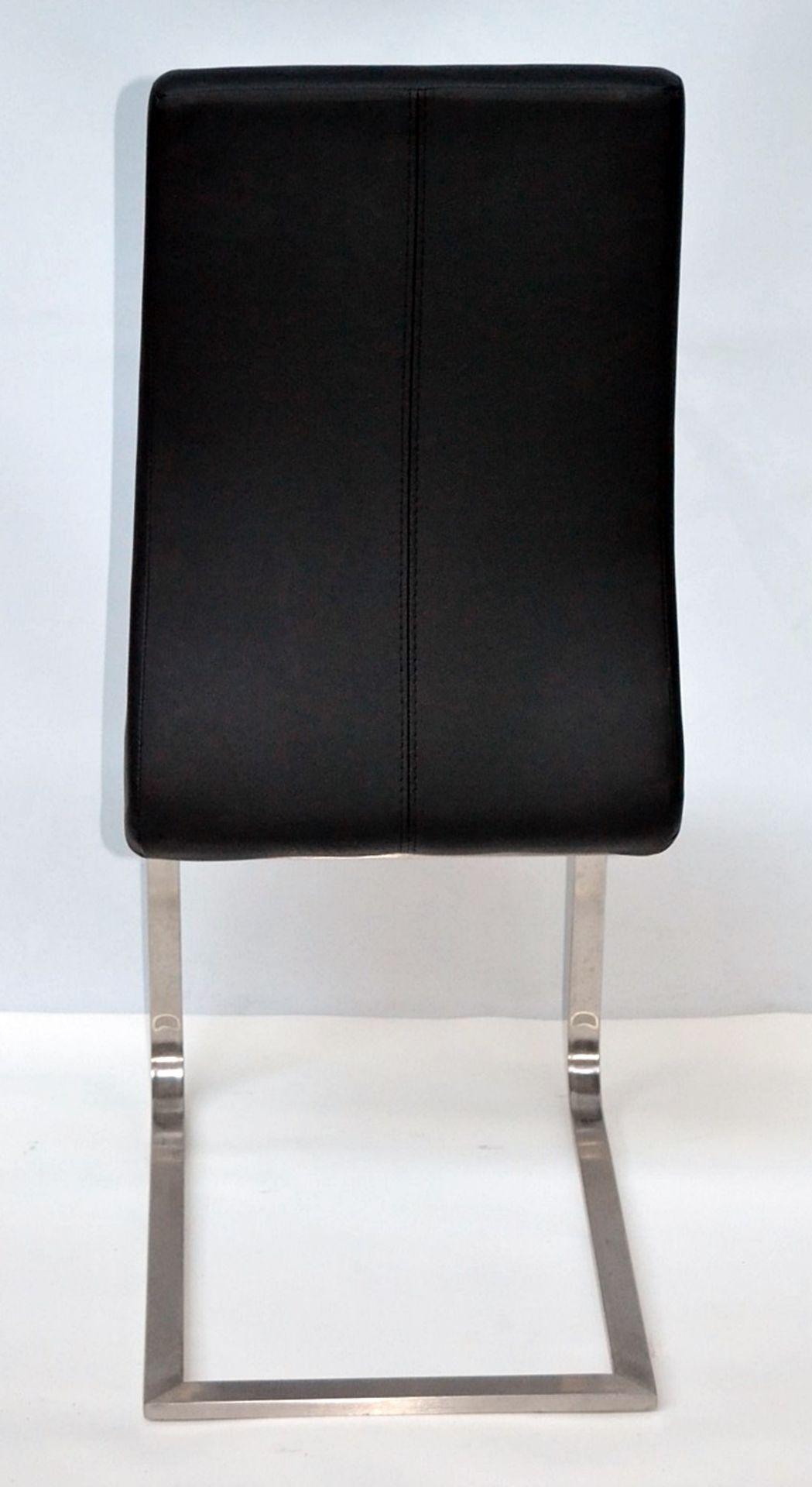 4 x Black Soft Leather Dining Chairs - Featuring A Curved Ergonomic Design With Metal Cantilever Bas - Image 4 of 4