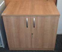 1 x Two Door Office Storage Cabinet - Birch Wood Finish - CL400 - Ref 041 - H73 x W80 x D60 cms -