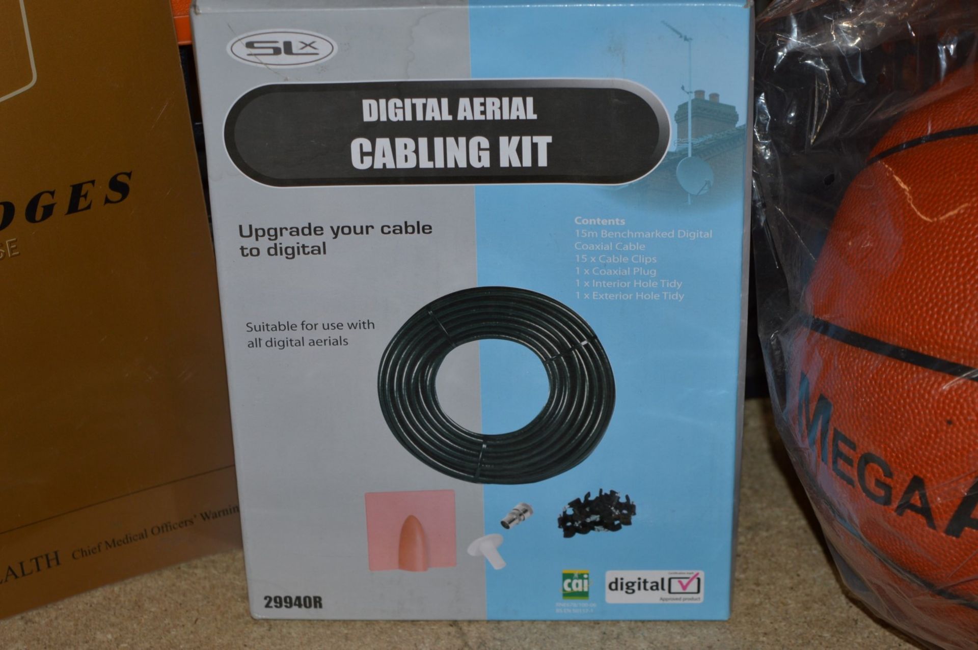 1 x Assortment of Items Including Digital Aerial Cabling Kit, Basketball, HP Printer Cartridges, - Image 3 of 10