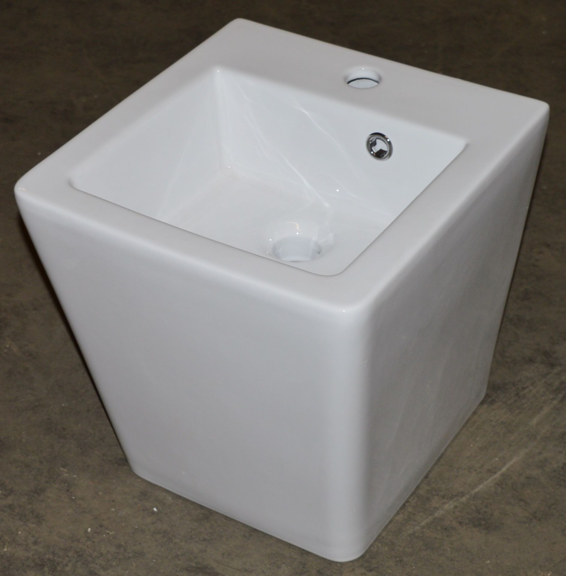 1 x Montreal Wall Hung Basin - Beautiful Angular Shape and Tapered Design - H40 x W37 x D40 cms -