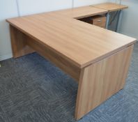 1 x Babini Executives Office Desk With Pedestal and Matching Side Table - Attractive Beech Finish