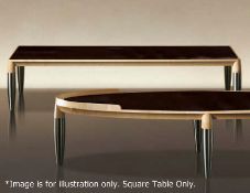 1 x GIORGETTI "Roi" Low SQUARE Coffee Table - Features A Tinted Glass Top And Solid Maple