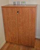 1 x Two Door Office Storage Cabinet - Beech Finish - High Quality Office Furniture - H120 x W93 x