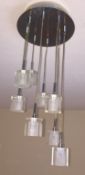 1 x Retro 60s Style Ceiling Light Fitting With Glass Shades And Chrome Ceiling Plate - Dimensions: