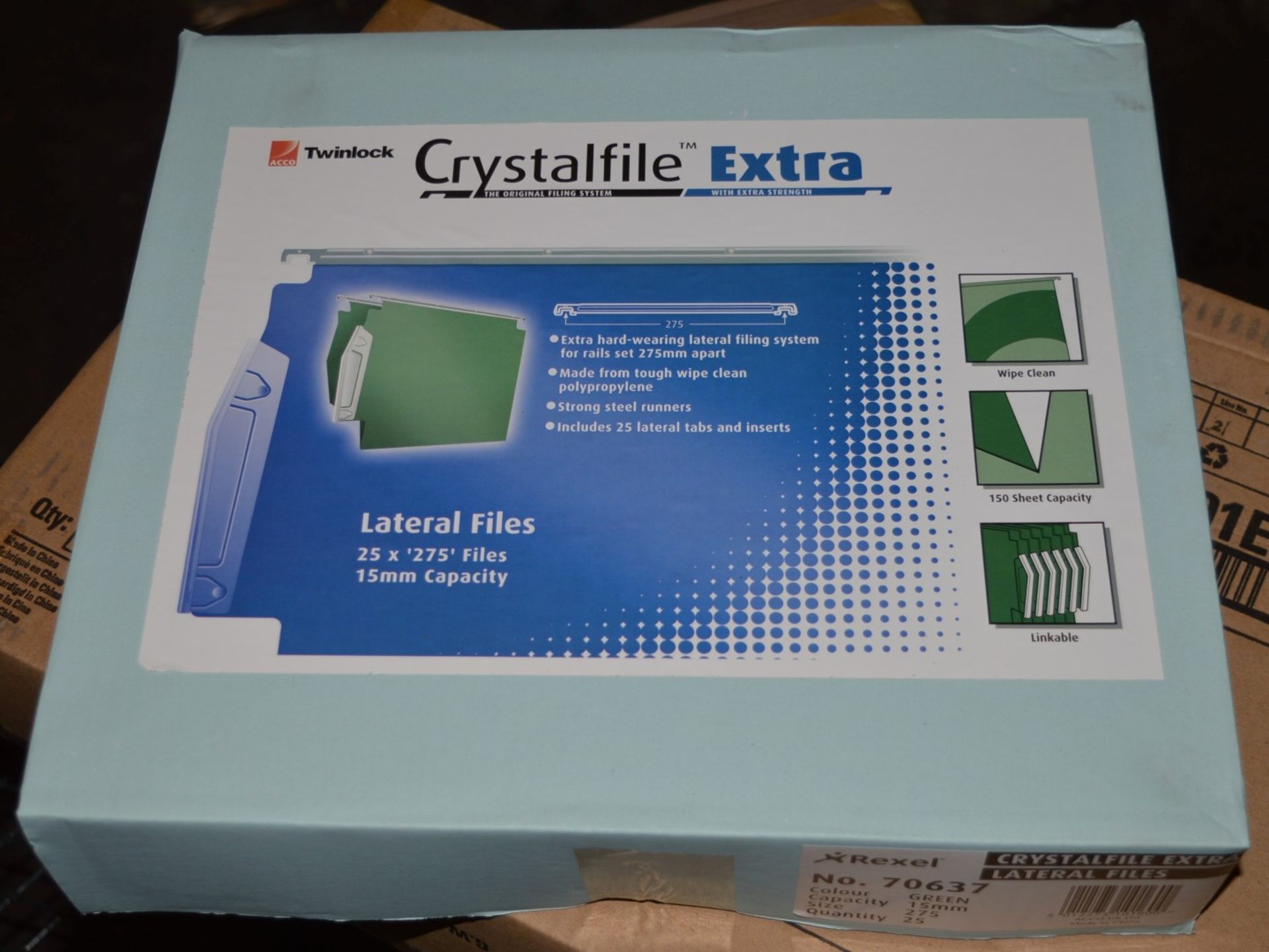 25 x Acco Twinlock Crystalfile Extra Foolscap Suspension Files - Green With 150 Sheet Capacity - - Image 2 of 5
