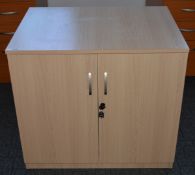 1 x Two Door Office Storage Cabinet - Birch Wood Finish - CL400 - Ref 041 - H73 x W80 x D60 cms (