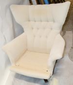 1 x G-Plan Wingback Swivel Armchair - Classic Button-back, Wing-back Design On Castors - Colour: Cre