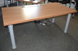 1 x Conference Office Table With Concealed Connectivity Strip - Beech Finish - High Quality Office