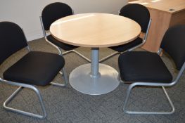 1 x Office Meeting Table With Four Chairs - Birch Wood Finish - CL400 - Ref 030 - Height 73 cms x