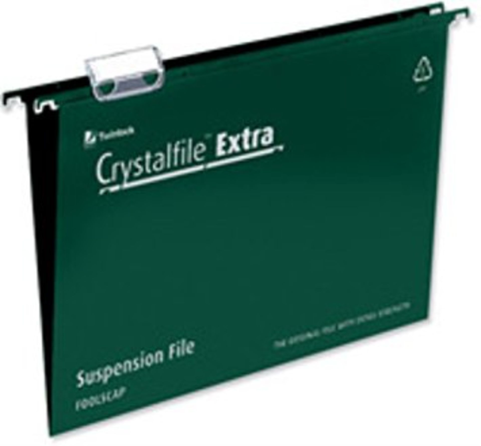 25 x Acco Twinlock Crystalfile Extra Foolscap Suspension Files - Green With 150 Sheet Capacity -