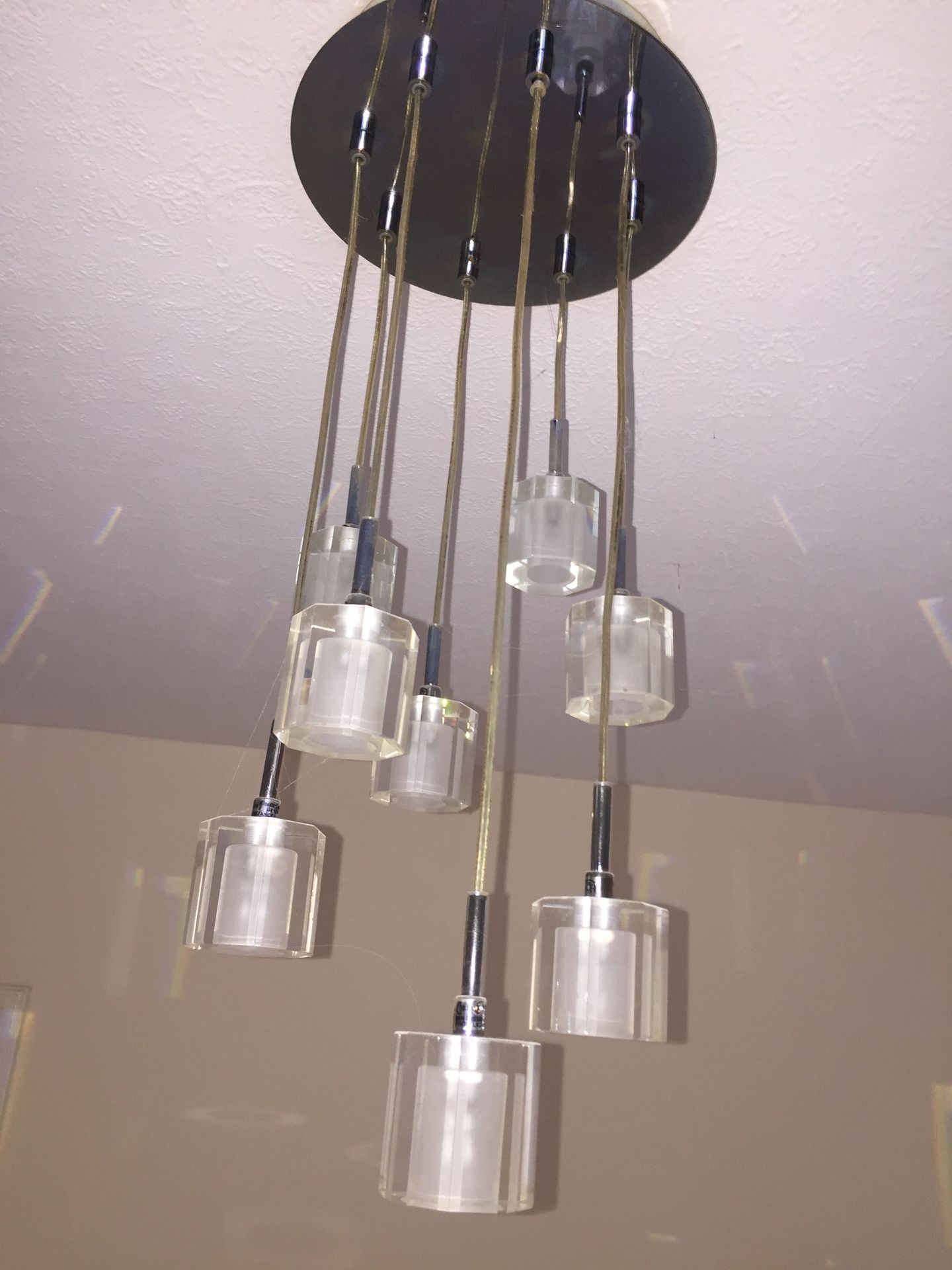1 x Retro 60s Style Ceiling Light Fitting With Glass Shades And Chrome Ceiling Plate - Dimensions: - Image 5 of 5
