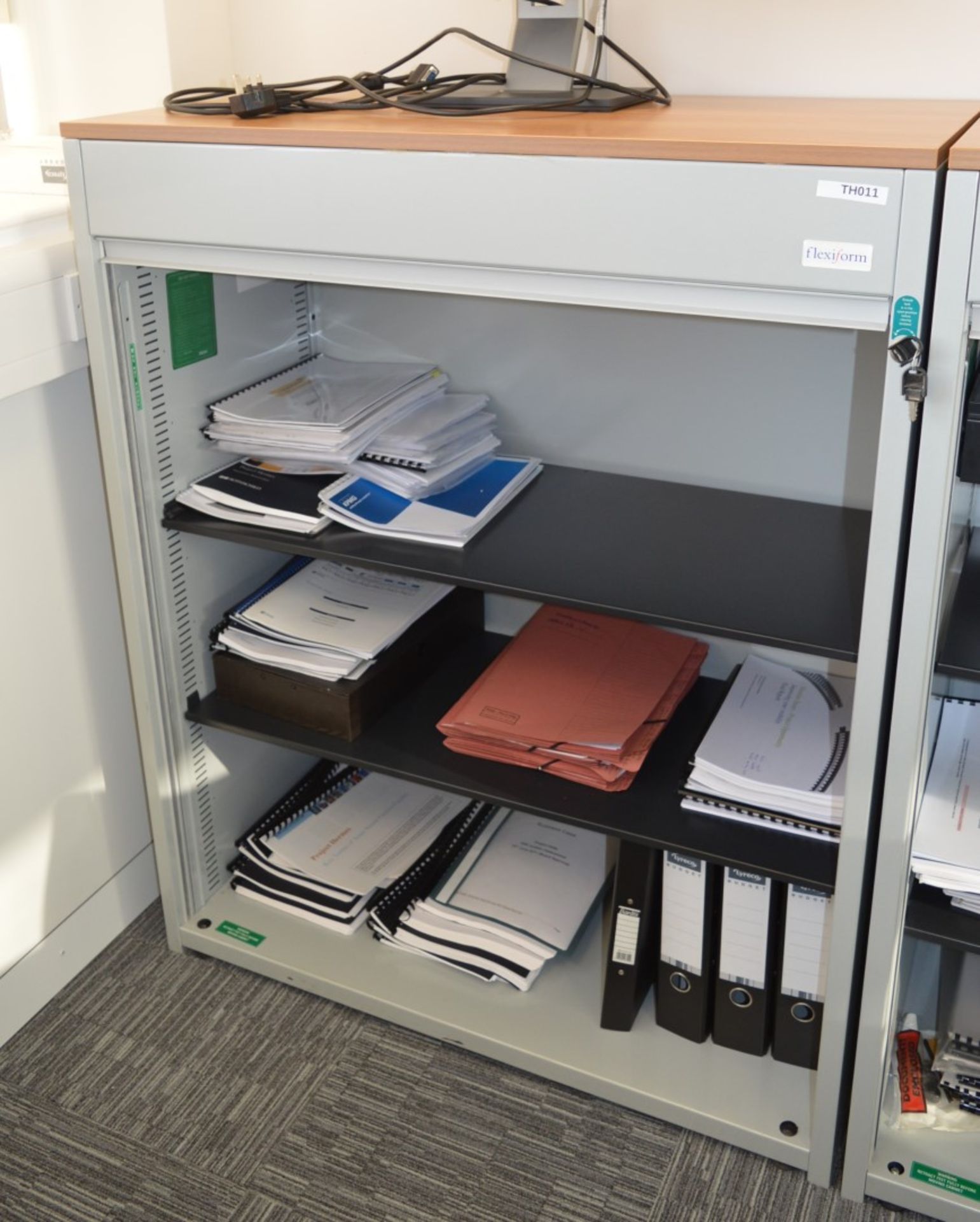 1 x Flexiform Tambour Door Office Storage Cabinet - Grey and Beech Finish - High Quality Office - Image 2 of 3