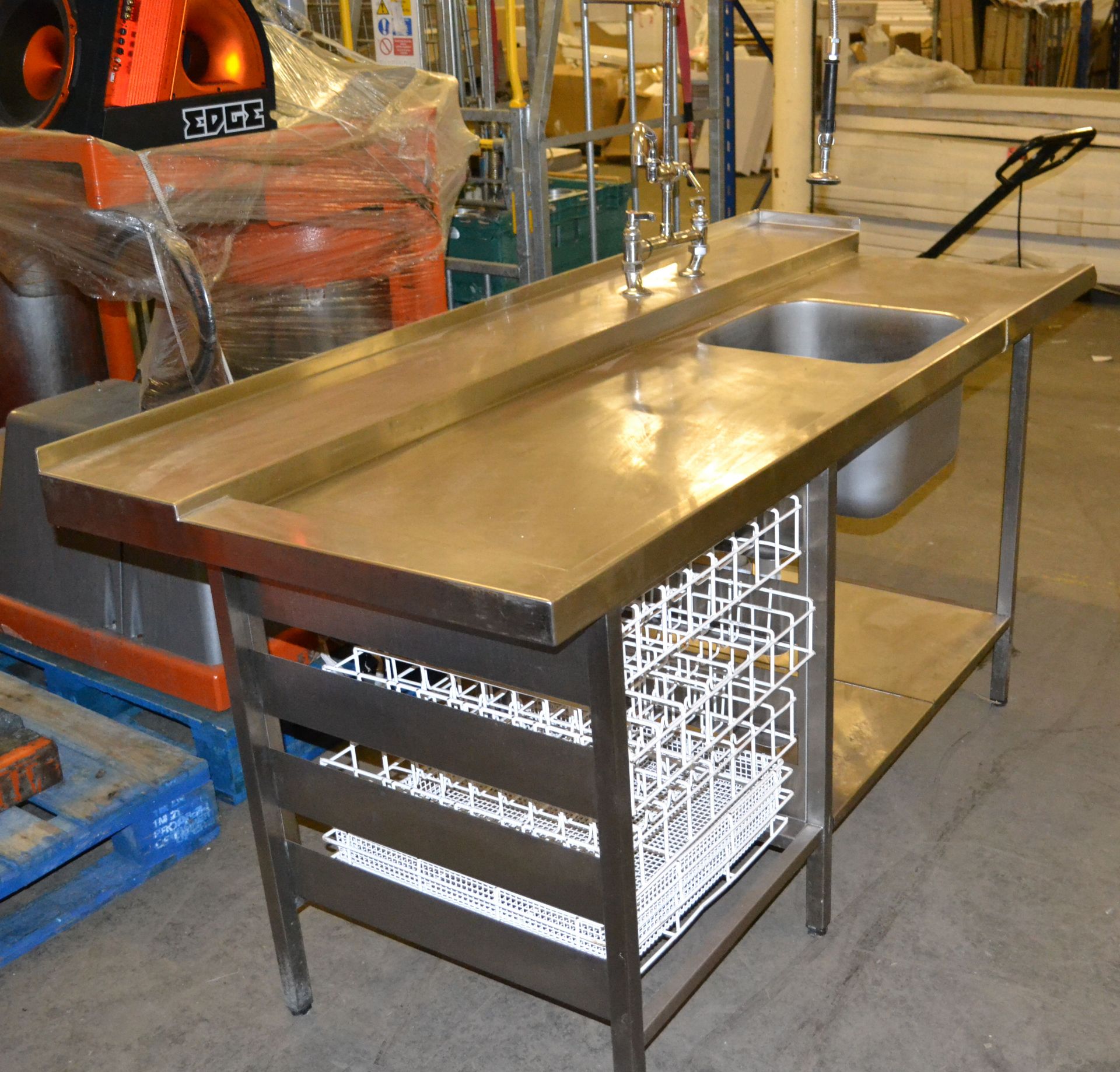 1 x Large Single Sink Unit - Large Draining Board, Draining Rack and Tap/Spray Combo - Approx. - Image 2 of 8