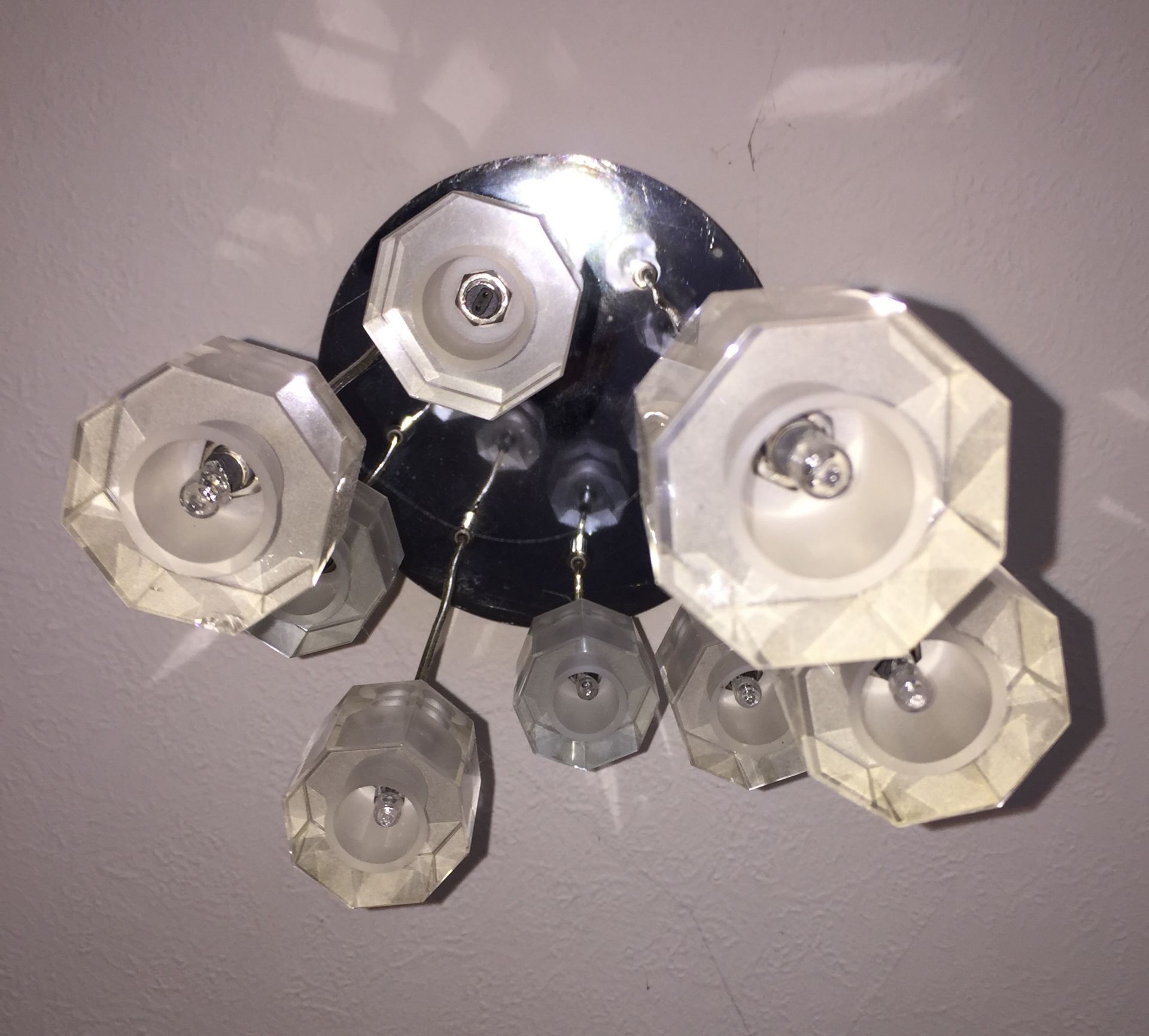 1 x Retro 60s Style Ceiling Light Fitting With Glass Shades And Chrome Ceiling Plate - Dimensions: - Image 3 of 5