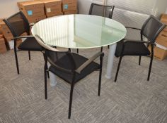 1 x Smoked Glass Meeting Table With Four Office Chairs - CL400 - Ref 050 - High Quality Contemporary