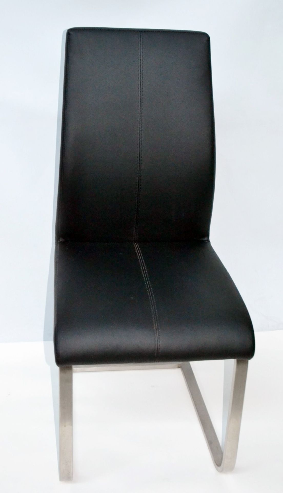 4 x Black Soft Leather Dining Chairs - Featuring A Curved Ergonomic Design With Metal Cantilever Bas - Image 2 of 4