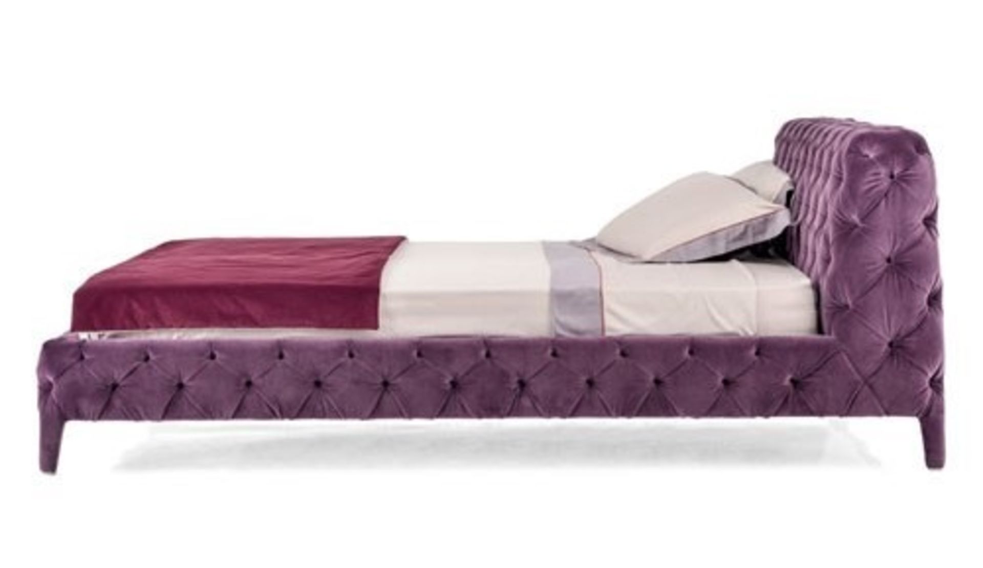 1 x Stunning Arketipo Windsor Dream Bed - Mattress Area: 200 x 120 245x140cm - Upholstered In A Deep - Bild 2 aus 7