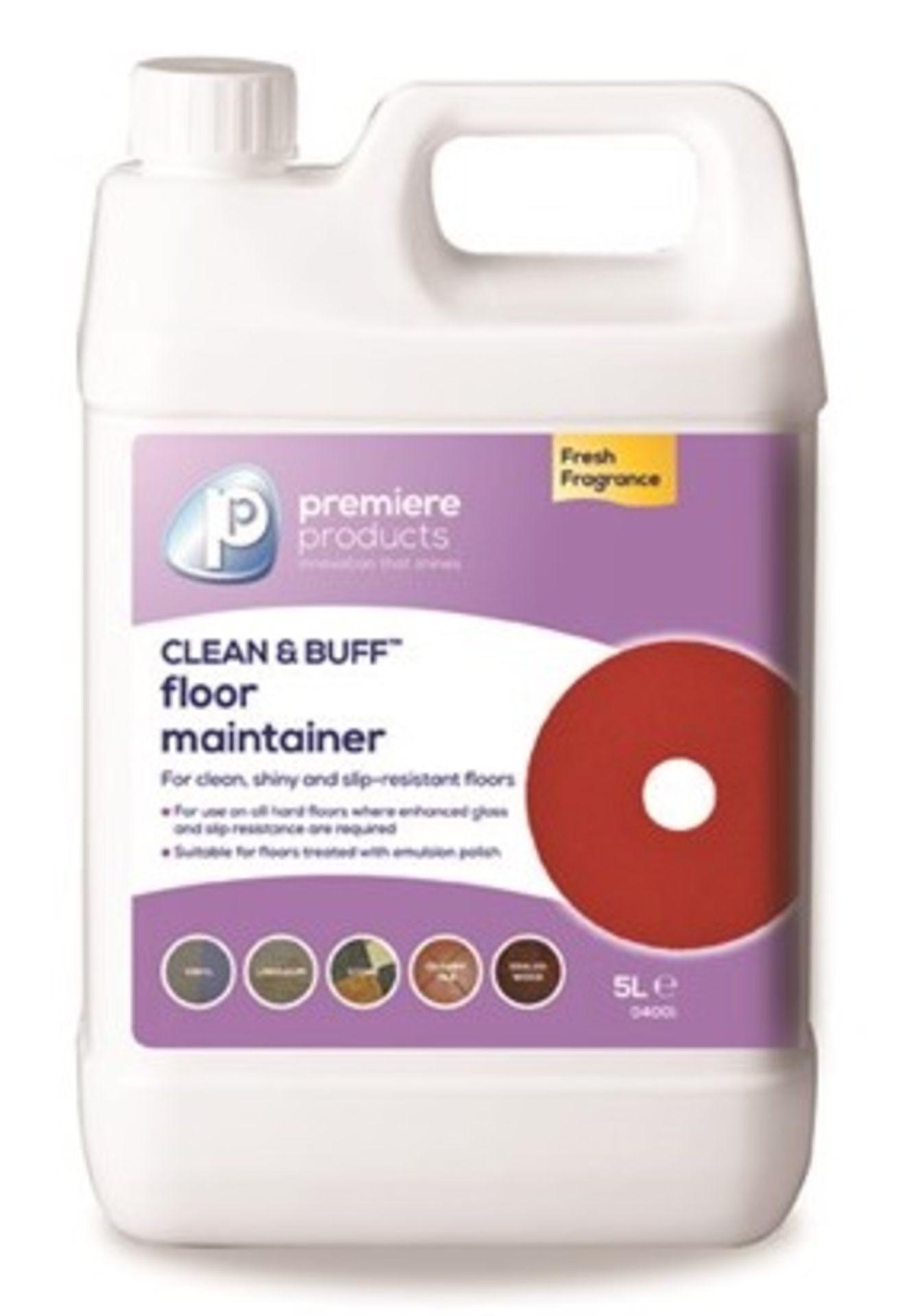 2 x Premiere 5 Litre Clean & Buff Floor Maintainer - Premiere Products - Includes 2 x 5 Litre Contai