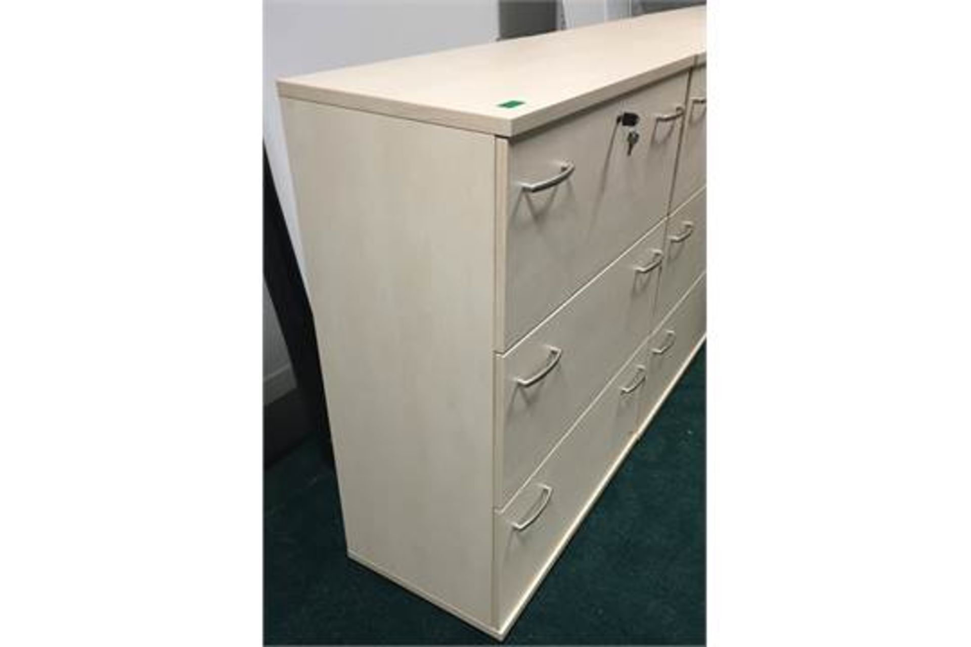 1 x Modern Three Drawer Office Filing Cabinet - Light Maple Finish - Includes Lock and Key - Premium