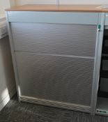 1 x Flexiform Tambour Door Office Storage Cabinet - Grey and Beech Finish - High Quality Office