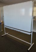 1 x Revolving Large Dry Wipe Whiteboard on Castors - Whiteboard Area 180 x 120 cms Landscape -