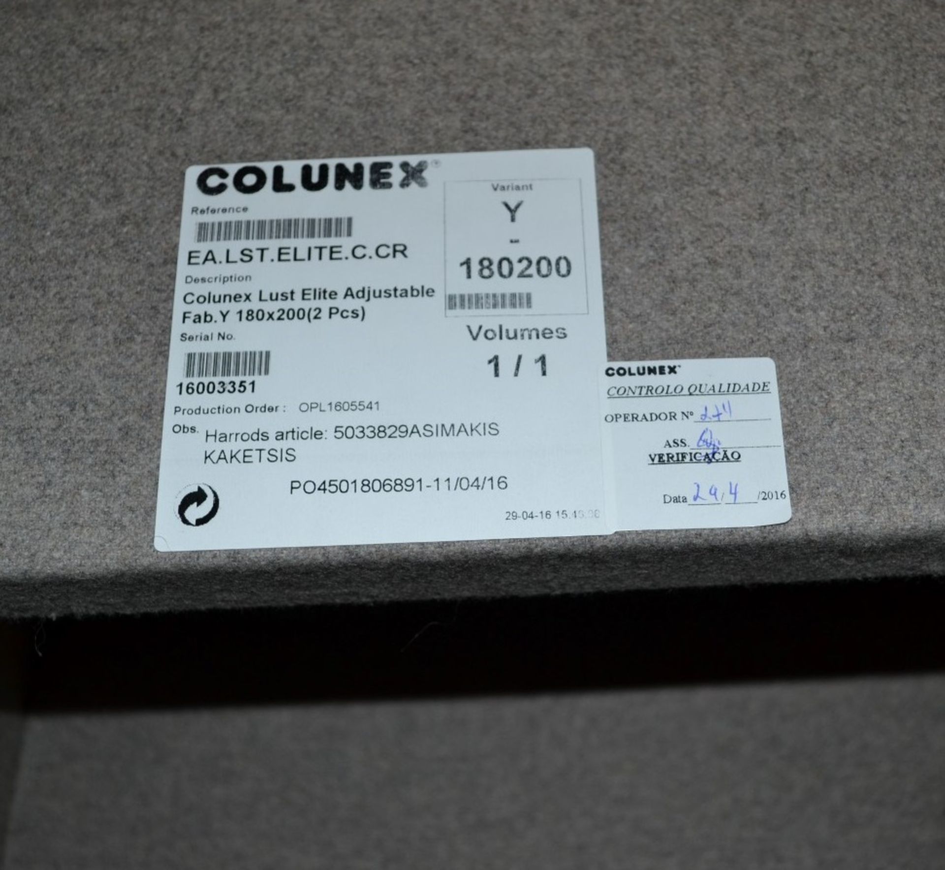 1 x COLUNEX Superking Lust Elite Adjustable Bed Base With Pocket-springs - X2 - Upholstered In A Pre - Bild 11 aus 12