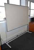 1 x Revolving Large Dry Wipe Whiteboard on Castors - Whiteboard Area 180 x 120 cms Landscape -