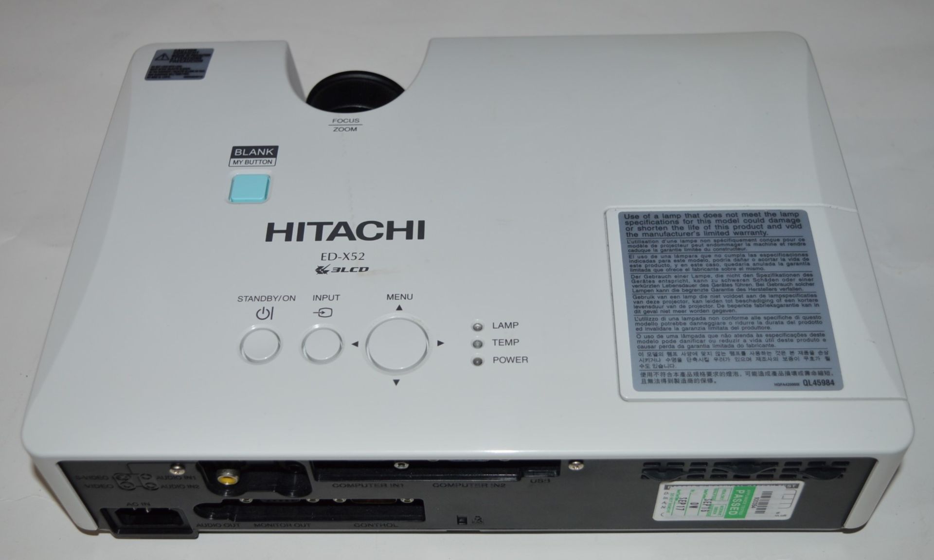 1 x Hitachi LCD Projector - Model EDX52 - Very Good Condition - Good Working Order - CL400 - Ref - Image 2 of 8