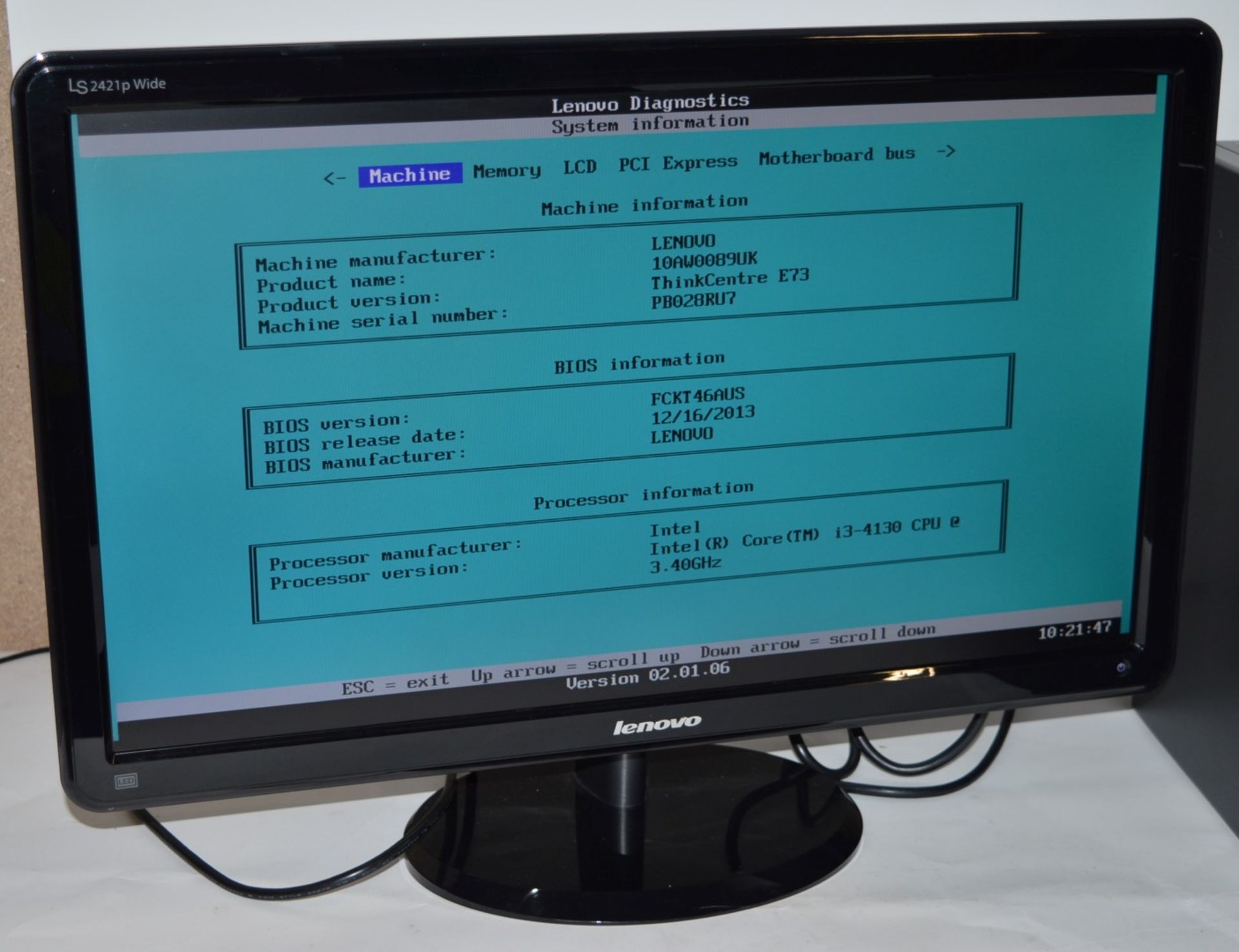1 x Lenovo Small Form Factor Desktop PC With 24 Inch Monitor - Features Include Intel Core i3-4130 - Image 2 of 12