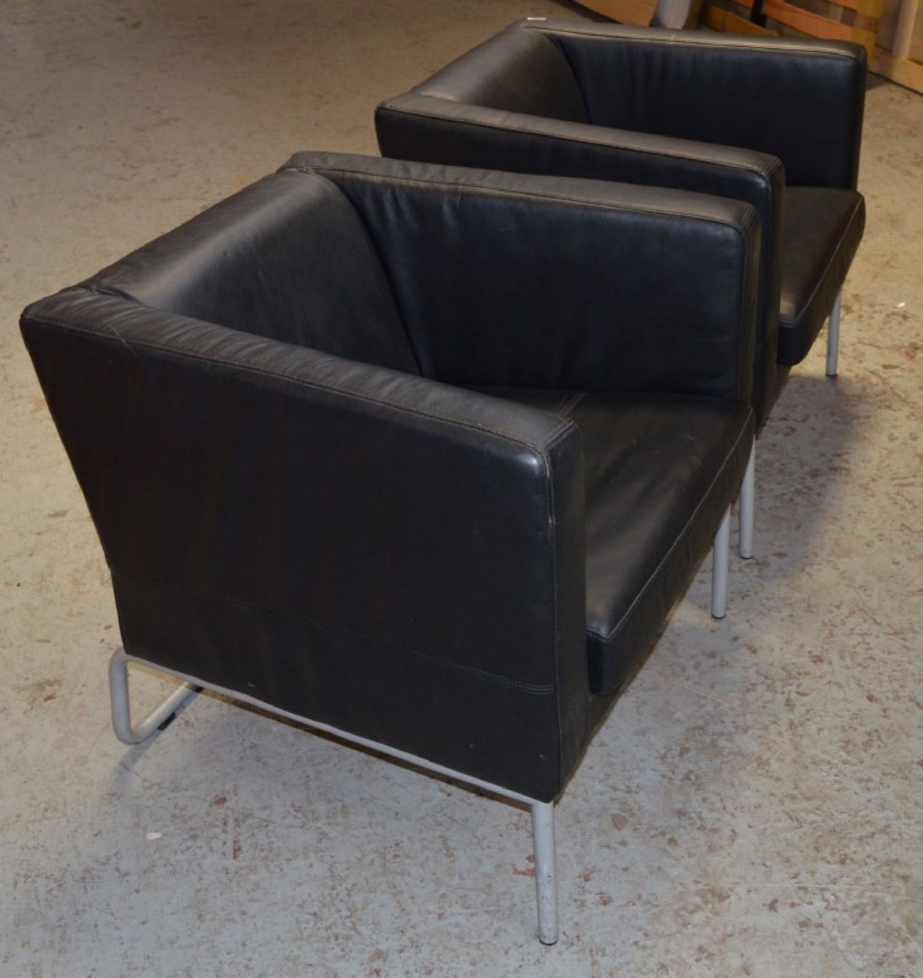 2 x Black Leather Office Reception Chairs - H72 x W76 x D71 cms - CL011 - Ref JP271 - Location: - Image 2 of 4