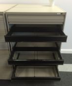 1 x Vertical Tambour Cabinet with 3 x Suspension File Sliders - Dimensions: 1260mm (H) x 800mm (W) x