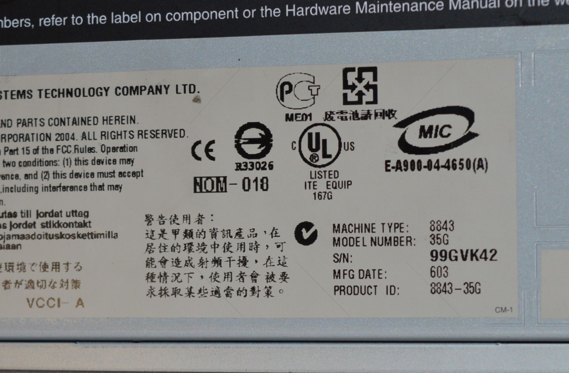 1 x IBM HS20 Blade Server - Model 35G - Includes 1 x Xeon Processors and 3gb Ram - CL400 - Ref JP203 - Image 3 of 4