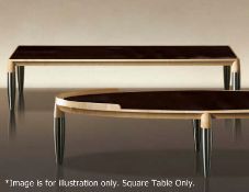 1 x GIORGETTI "Roi" Low SQUARE Coffee Table - Features A Tinted Glass Top And Solid Maple Base -
