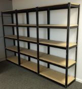 3 x Sets of Heavy Duty Storage Shelving - Steal Construction With 18mm Chipboard Shelving - Each