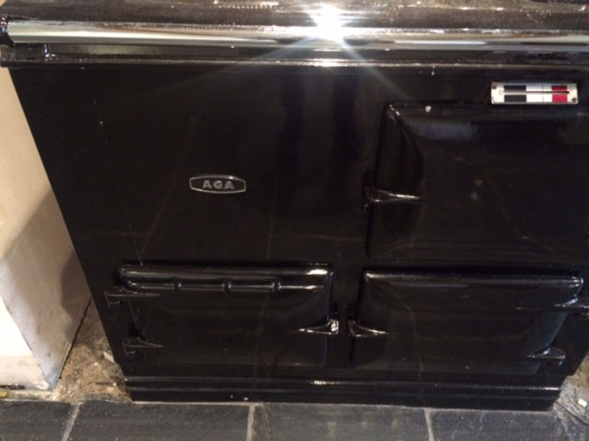 1 x Aga 2-Oven Gas Range Cooker - Cast Iron With Black Enamel Finish - Preowned In Good Working - Image 7 of 9