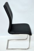 4 x Black Soft Leather Dining Chairs - Featuring A Curved Ergonomic Design With Metal Cantilever